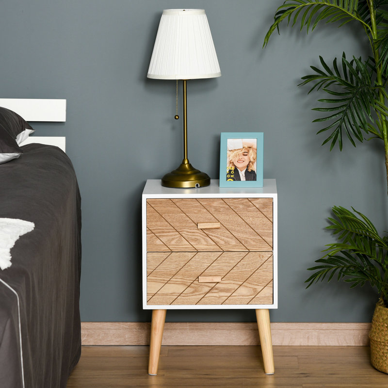 Chao Bedside Table 2 Drawers Side Cabinet Wooden Storage Chest