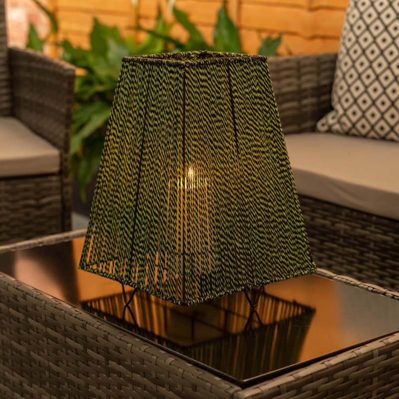 Green Rope Candle Battery Operated Outdoor Lantern 33.5cm Battery Powered Integrated LED Outdoor Lantern