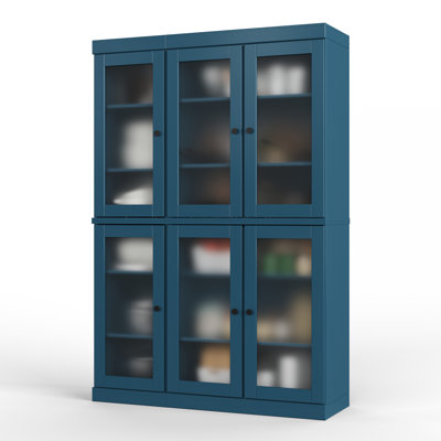 Vaisselier 100% bois massif 48,5 po avec portes en verre givré et tablettes réglables
