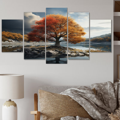  «Orange Trees Spot Color photographie I - Landscape Trees, reproduction d'art sur toile - 5 panneaux