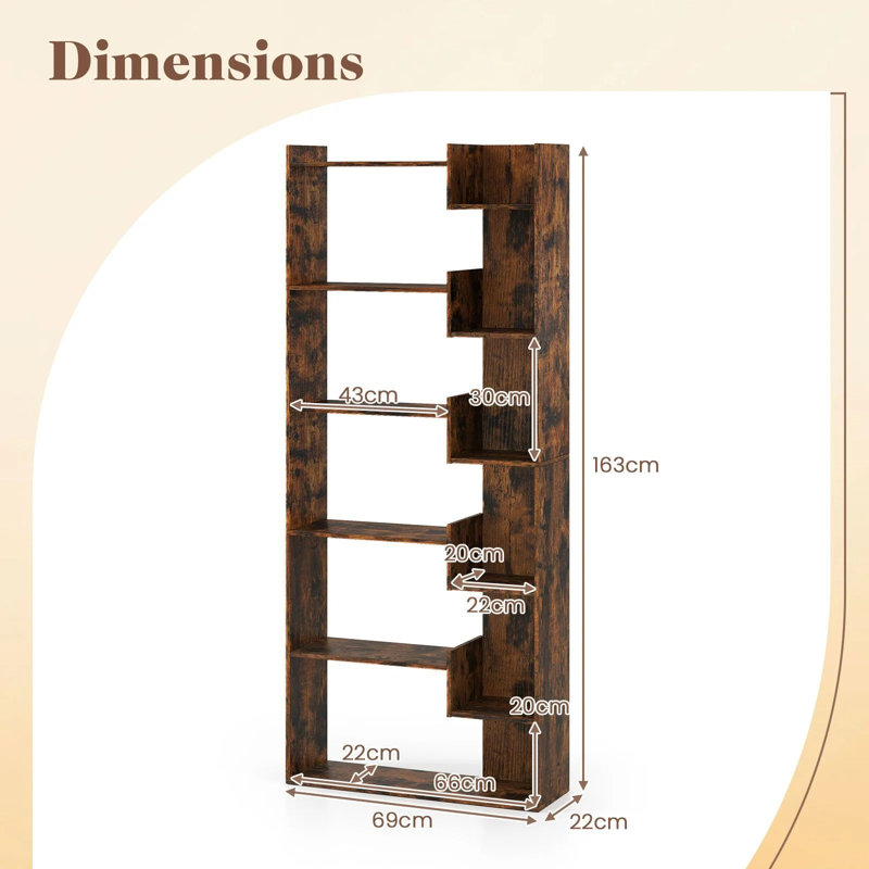 163cm H x 69cm W Bookcase, Brown