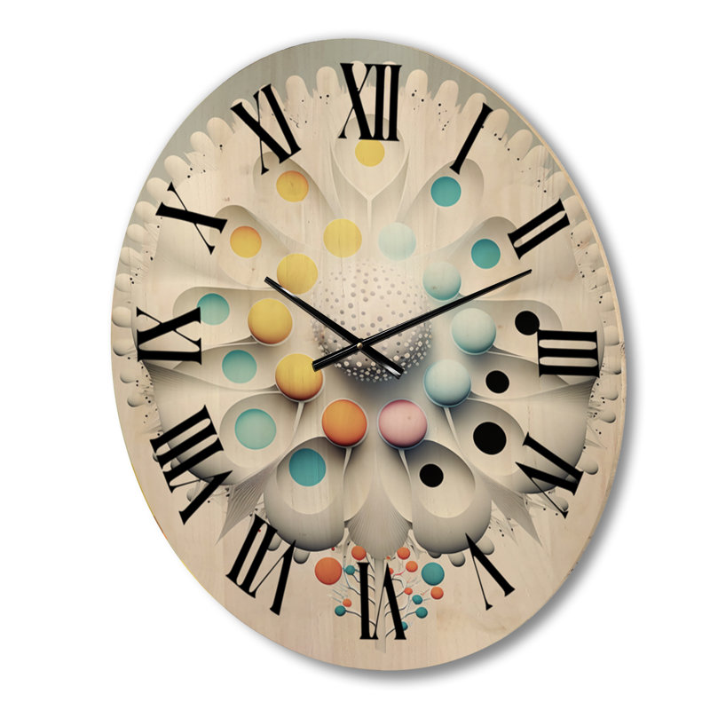 Métamorphose géométrique de l'éveil I - Horloge murale moderne en bois surdimensionnée géométrique, Grand