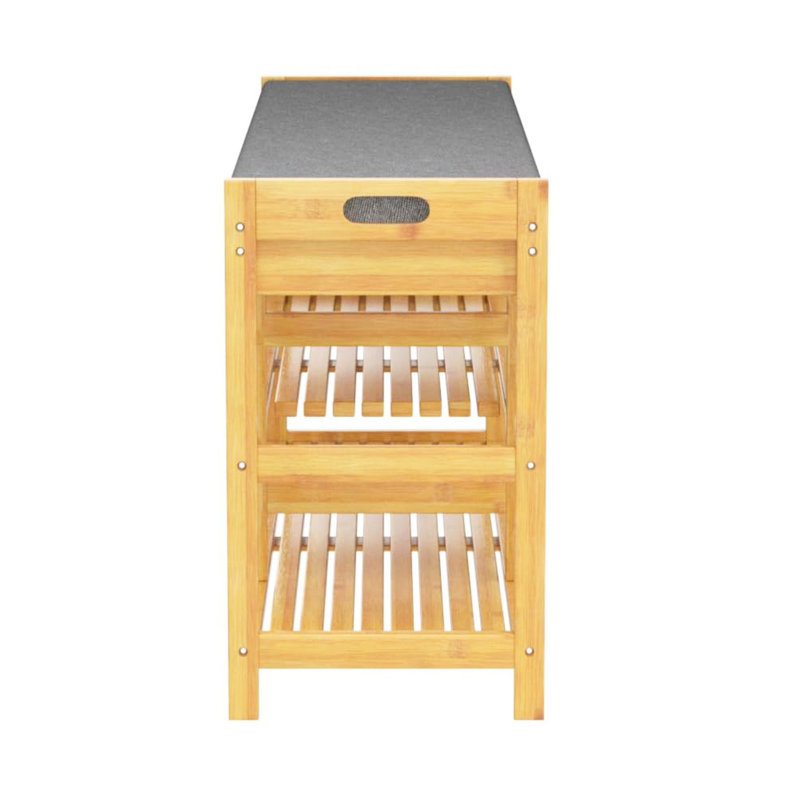 Bamboo Shoe Bench Rack with Storage, Natural