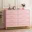 8 Drawer Double Dresser for Bedroom, Wooden Chest of Dressers, Modern Wooden Dresser Chest with Golden Handles, Beside Table, White
