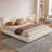 Brousseau Boucle Fabric Upholstered Platform Bed with Curve-Shaped Design Headboard-2118039951