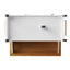 Îlot de cuisine blanc avec roulettes et abattant. Motif, étagère à épices, serviette 2 portes, 5 tiroirs, tablette ajustable pour un design moderne et luxueux. Décoration élégante-2121775387