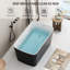 Baignoire autoportante 49 po en acrylique, baignoire carrée japonaise avec trop-plein et drain, baignoire brillante noire 49 po, finition