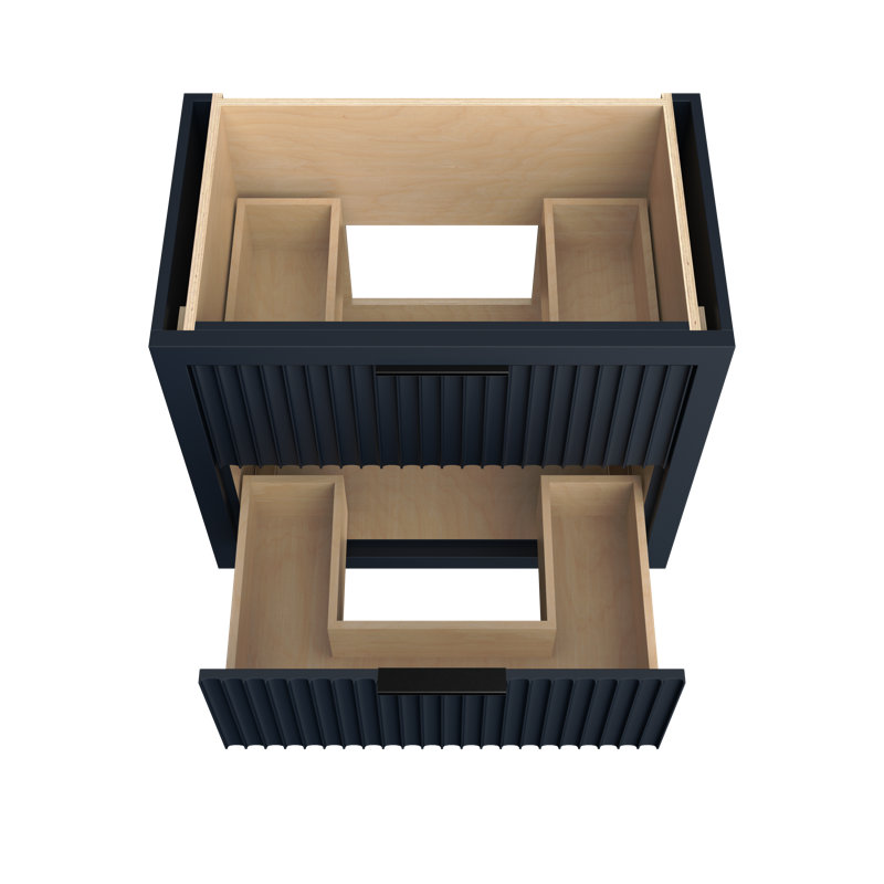 Lecrieú Two-Drawer Single Bath Vanity, Hague Blue, Matte Black, 36"