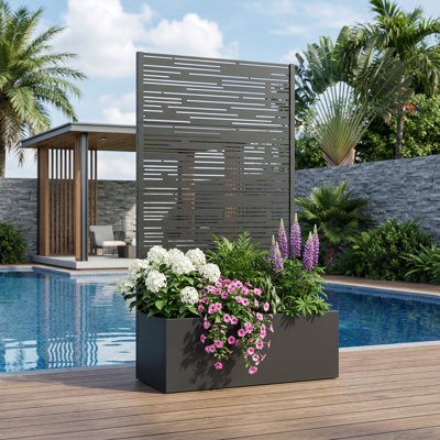 Metal Planter Box with Trellis with Wheels