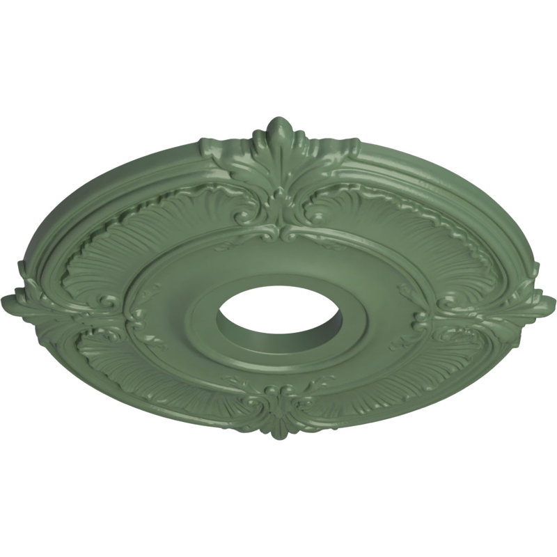 Endurathane Attica Ceiling Medallion, 18"OD x 4"ID x 5/8"P (Fits Canopies up to 5"), Hand-Painted Athenian Green Finish
