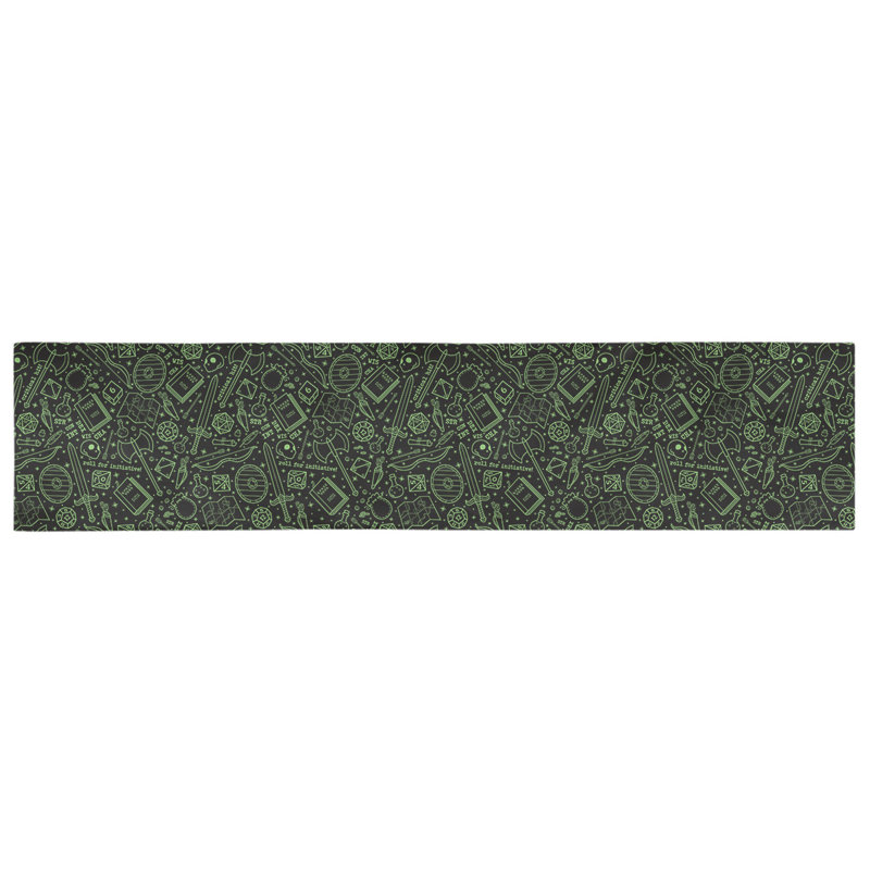 Chemin de table géométrique avicia, 72 po x 16 po, Noir / Vert, 100 % coton