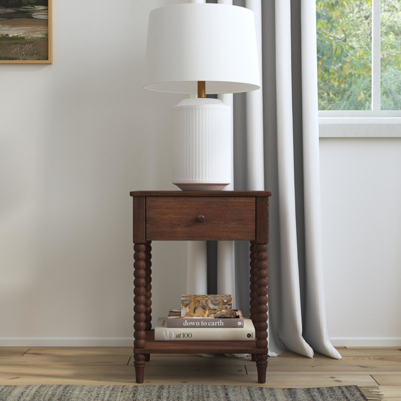 Godfree 1 - Drawer Spindle Nightstand (Set Of 2), Antique Coffee