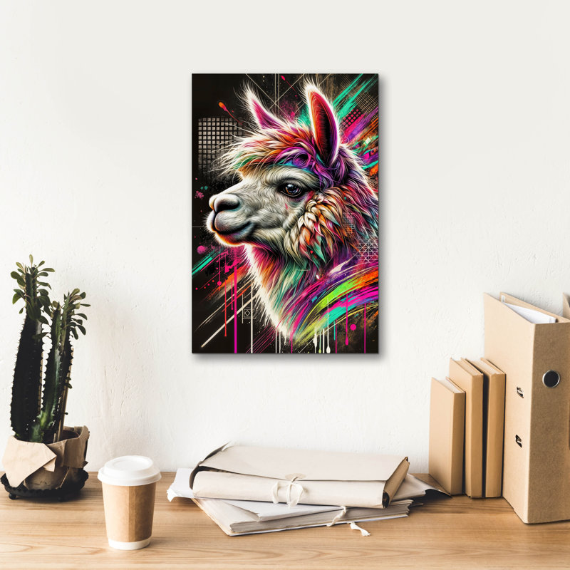 «Alpaca Abstract» par Rey Klimt, art mural sur toile, H 18 po x l 12 po x P 0,75 po