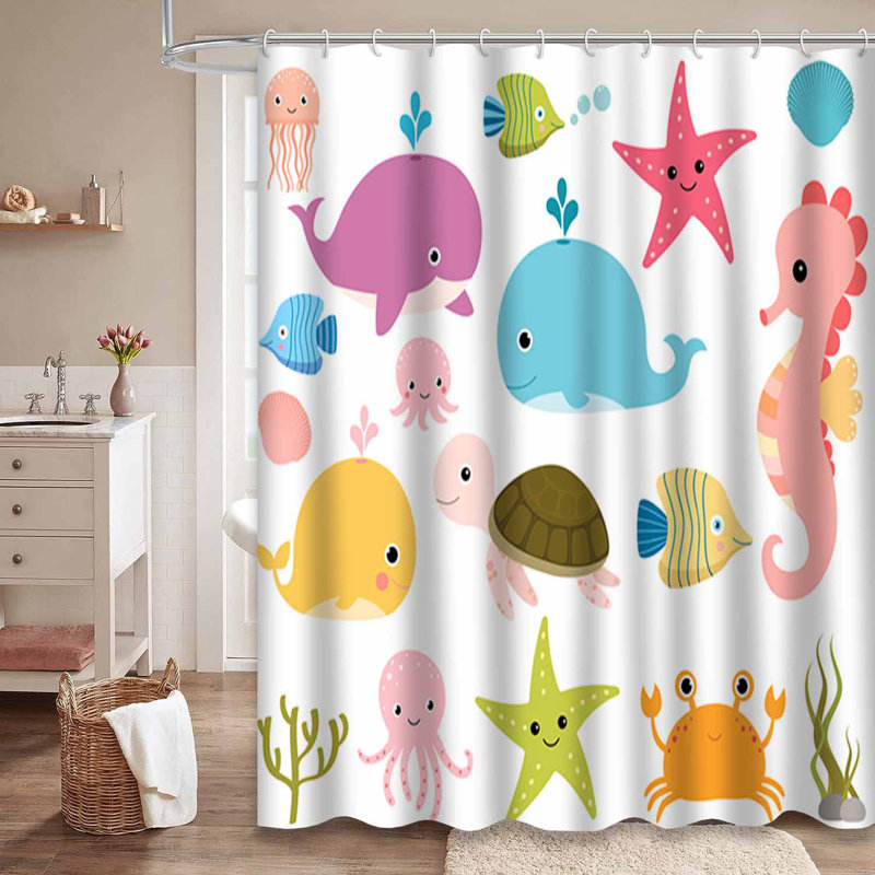 Rideau de douche imperméable pour bébé avec 12 crochets, L 72 po x l 84 po