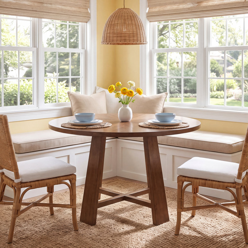 Lupita Harper Round Solid Wood Dining Table