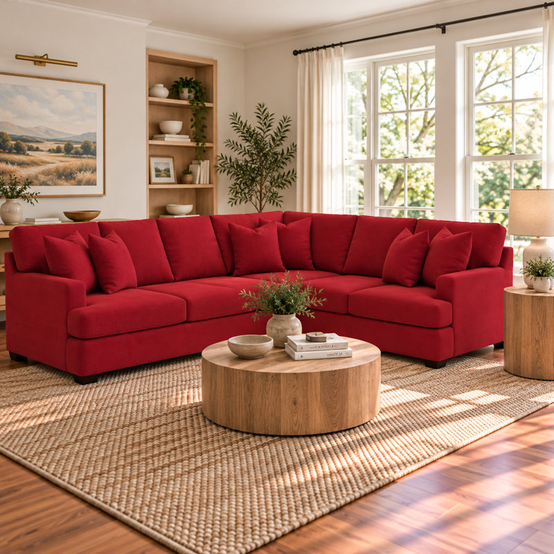 Canapé modulaire en L 125 po Emilio, Bayou flamme, toile, Orienté à droite