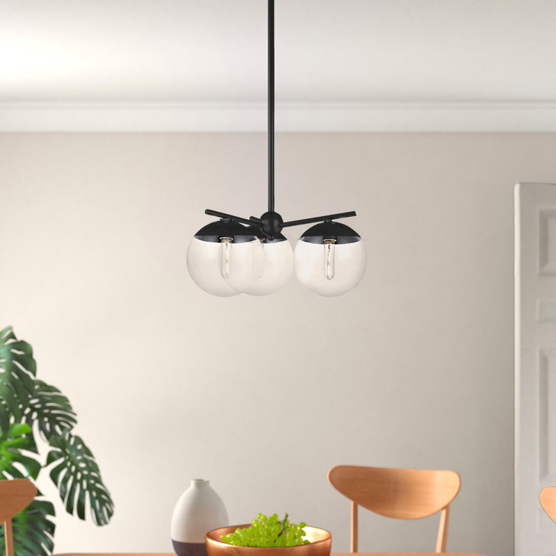 Yearby 3-Light Chandelier, Noir, Clair