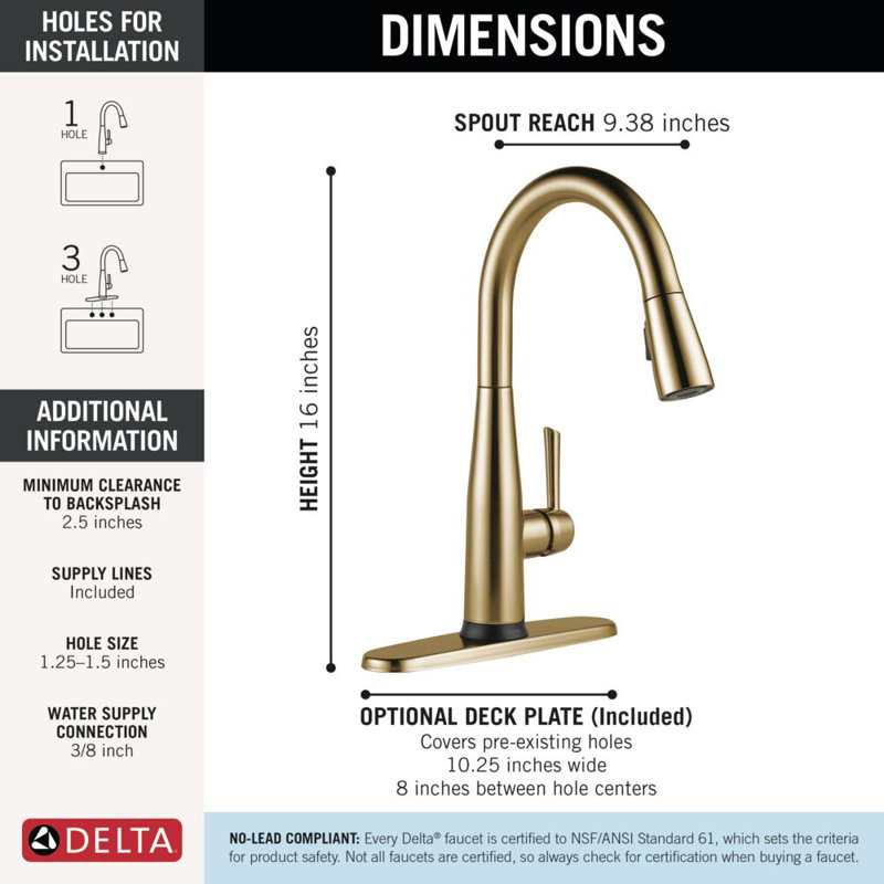 Essa Touchless Kitchen Faucet with Touch Technology, Brushed Gold Kitchen Sink Faucet with Pull Down Sprayer, Single Hole, Champagne Bronze