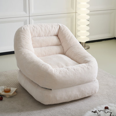 Oversized Folding Lazy Sofa Bed Chair, Convertible Floor Lounge with Footrest, Soft Corduroy Fabric, Comfy Bean Bag Couch for Living Room, Bedroom, Apartment