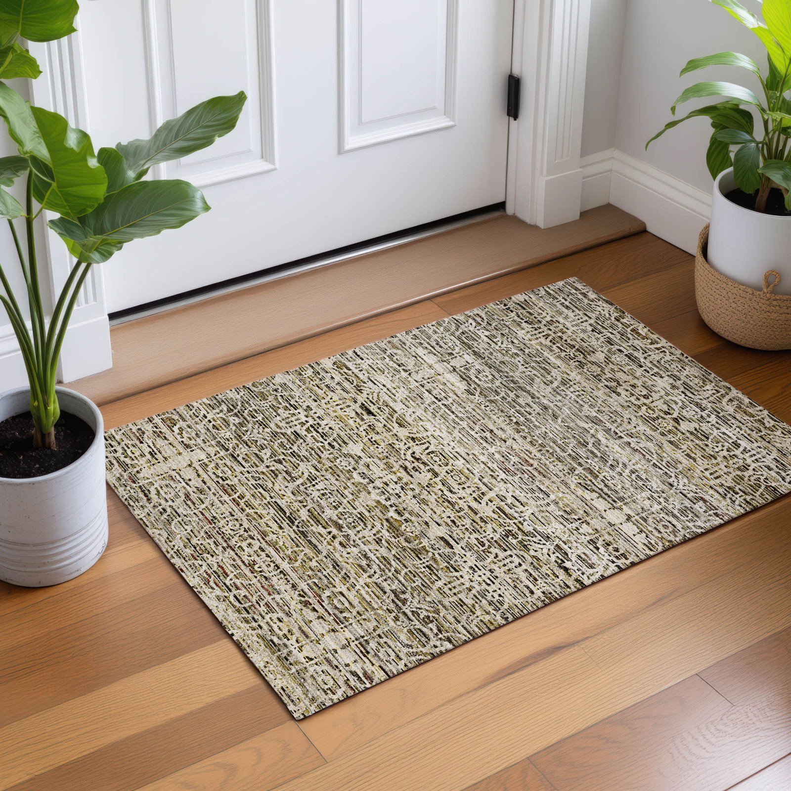 Premium Machine Washable Tirico Casual Rug, Khaki, 2'6" x 3'10"