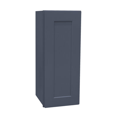 Armoire murale 1 porte et 2 tablettes en bois massif bleu Shaker
