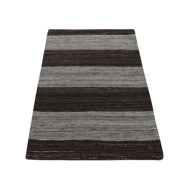 2'x3' Brown Flat Weave Kilim Undyed Natural Wool Hand Woven Sample Rug FA53B454A44C4FC185754723C260BDDC