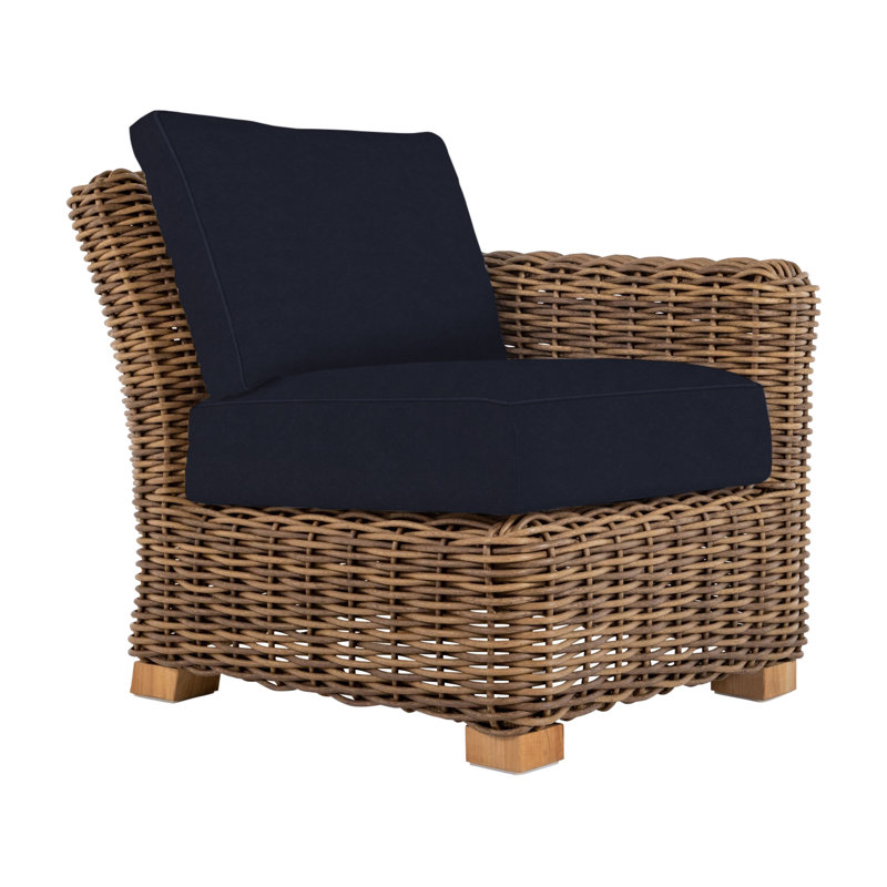Chaise de patio avec coussins Montauk, Orienté à droite, Welt + bourre standard, Lin marine