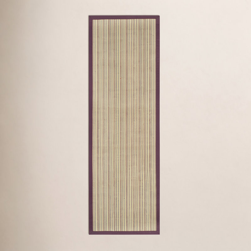 Tapis beige / mauve à rayures sisal, Tapis de couloir 2 pi 6 po x 8 pi