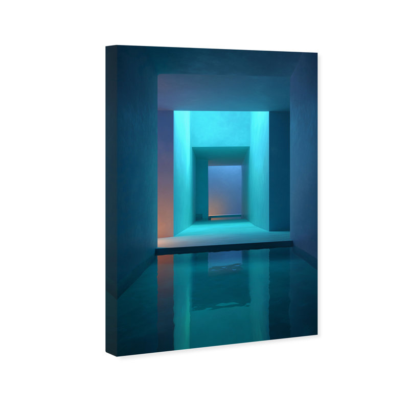 Cerulean Corridor I Graphic Art Canvas, 24"H x 36"W, Gallery Wrapped