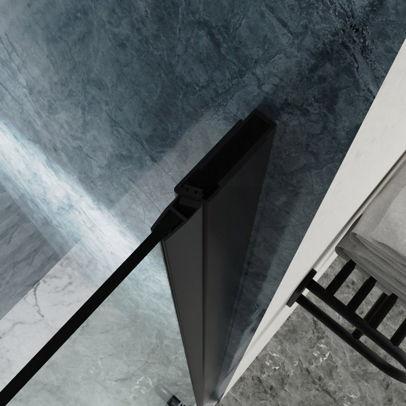 32-34" W X 72" H Frameless Shower Door,1/4" Clear Glass Swing Shower Doors In Matt Black,Shower Door Reversible Installation