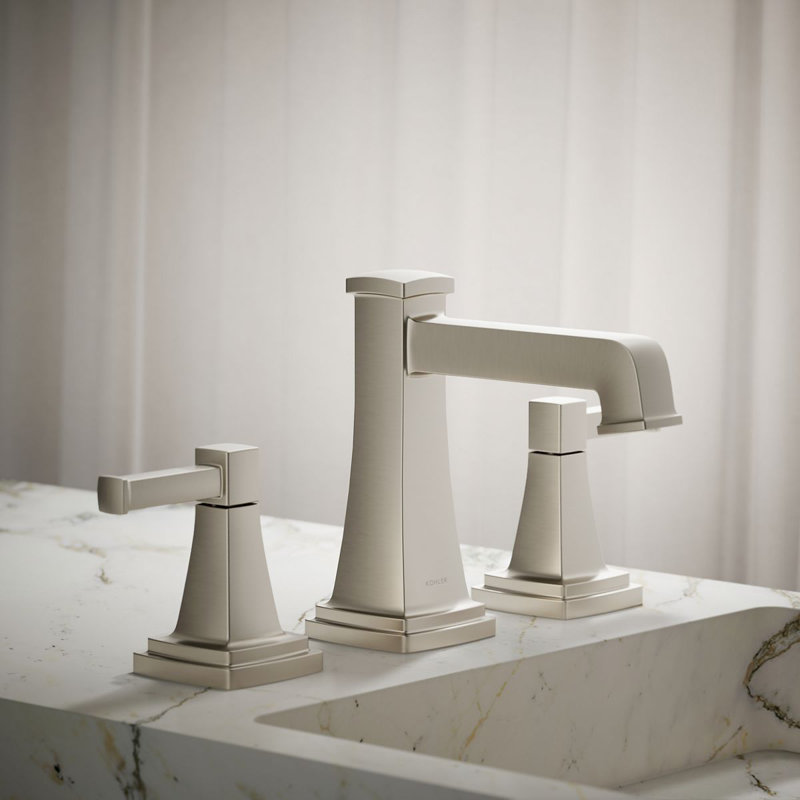 Riff Widespread Bathroom Sink Faucet, 0.5 GPM, Vibrant Brushed Moderne Brass