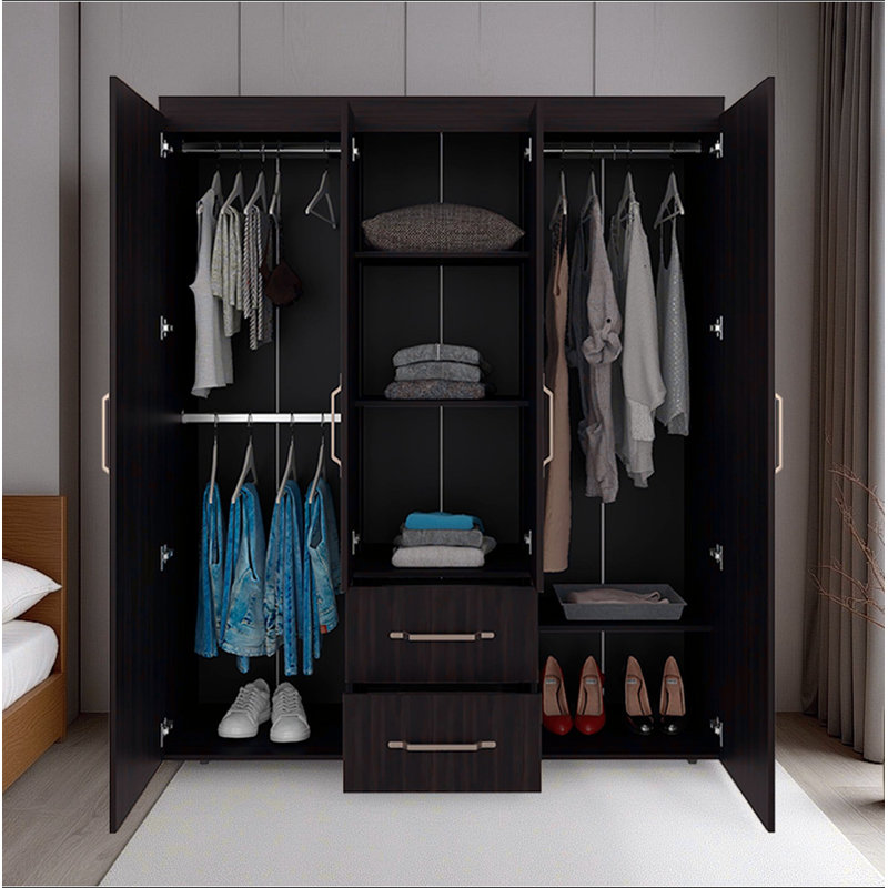 Armoire 4 portes en noyer teint