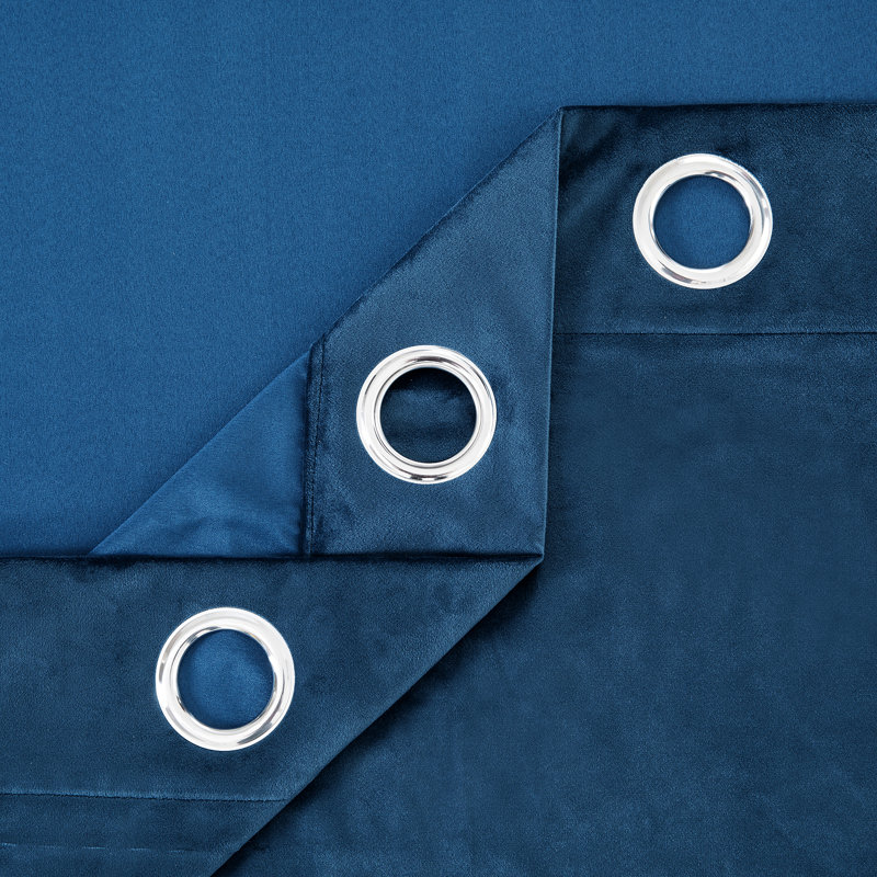 Rumson Crushed Velvet Eyelet Sheer Curtains Pair, Blue, 228cm x 228cm