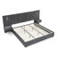 Grand lit plateforme tapissier LUXHome, tête de lit plissée en chenille, base solide avec table de chevet, aucun sommier requis, gris foncé-2001144189