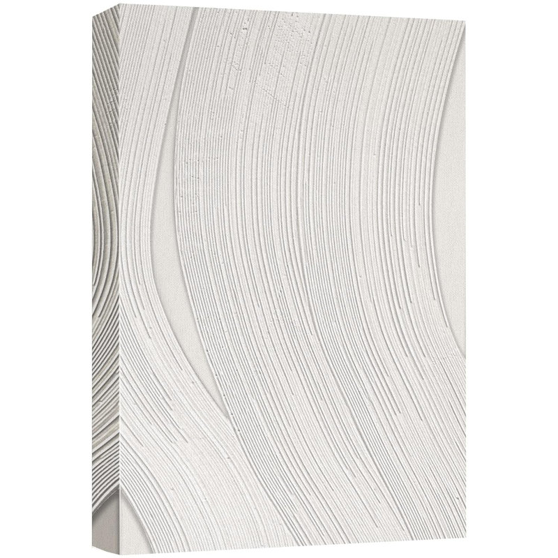 Géométrique, lignes grises et blanches, coup de pinceau, collage, formes abstraites, minimalisme, décoration murale nordique contemporaine sur toile