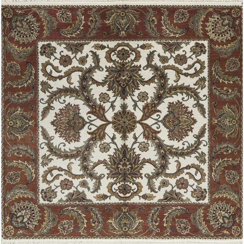 Tapis ivoire et rouille de grande qualité noué à la main Trinity