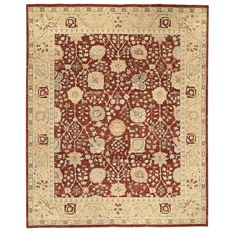 High-Quality Hand-Knotted Red And Gold Area Rug