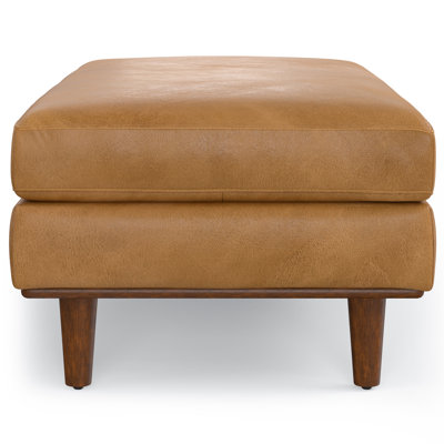 Morrison 49"W Large Upholstered Ottoman with Solid Wood Legs