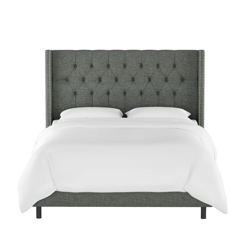 Casstown Upholstered Bed, California King, Zuma Charcoal Textured Linen