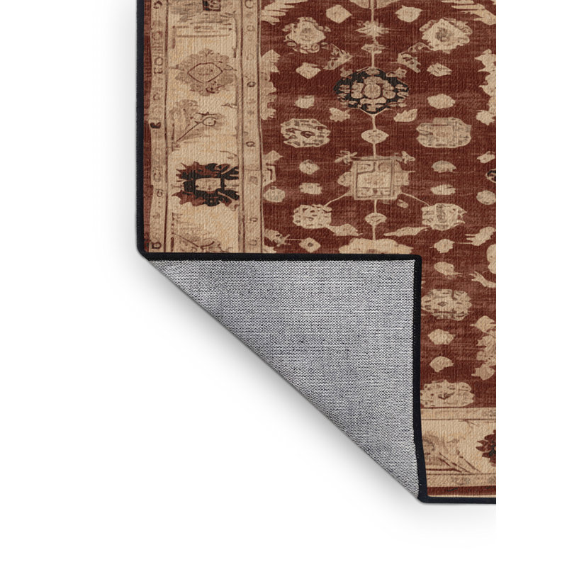Machine Washable Overdyed Brown Area Rug, Square 8'