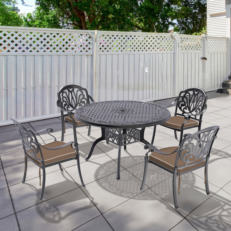 Ensemble de meubles de patio en aluminium coulé avec coussins