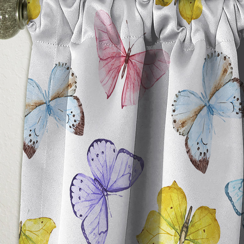 Animal Curtain Panel, Butterfly Pattern Blackout Decor - Watercolor Butterfly Pattern, 52" W x 90" L