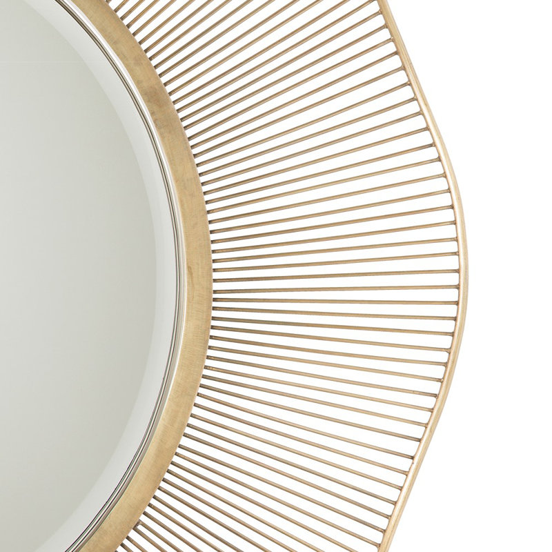 Olympia Flat Metal Beveled Wall Mirror, Antique Brass