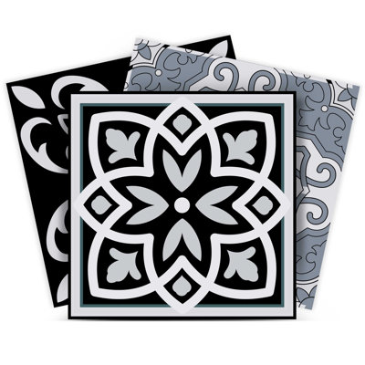 Carrelage mosaïque noir, blanc et gris