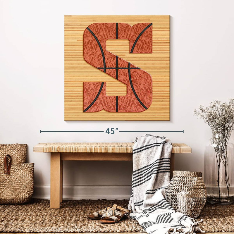 Basketball lettre S - impression sur toile tendue, 33" H x 33" W x 1.25" D