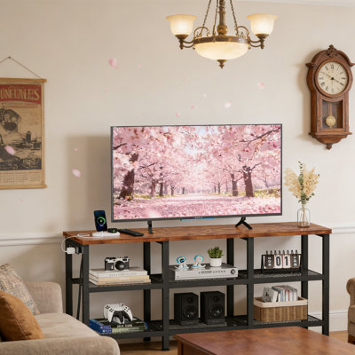 TV Stand, Entertainment Center, With 3-Layer Storage Rack, Industrial Media Console Suitable For Tvs, TV Stand For Living Rooms And Bedrooms by East Urban Home