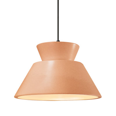 Radiance - Trapezoid 1-Light Pendant - Gloss Blush - Matte Black - 14"W x 8.5"H - Dedicated LED - Black Cord