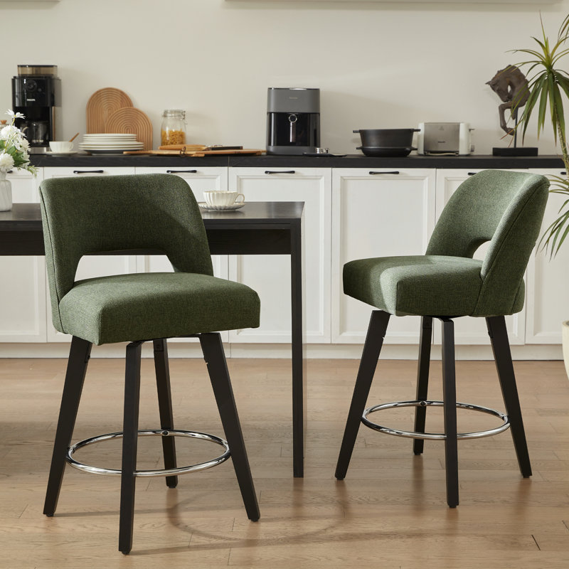 360° Swivel Counter Bar Stool (Set of 2), Green
