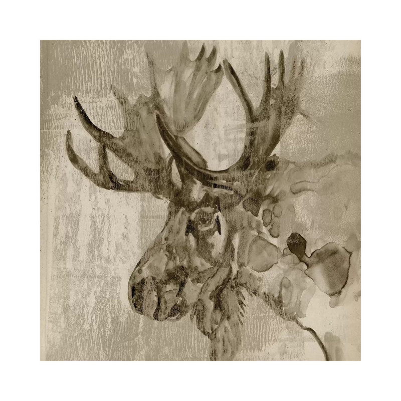 Sepia Moose by Jennifer Goldberger - Wrapped Canvas Painting, 30.48 cm H x 30.48 cm W