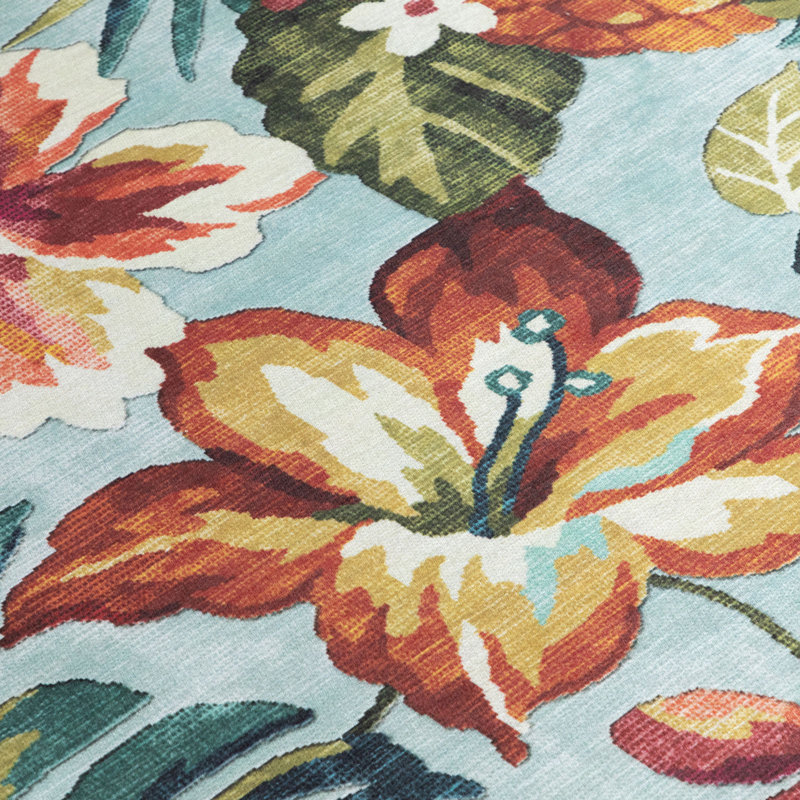 Multicolor Floral Synthetic Rectangular 5' x 7' Area Rug
